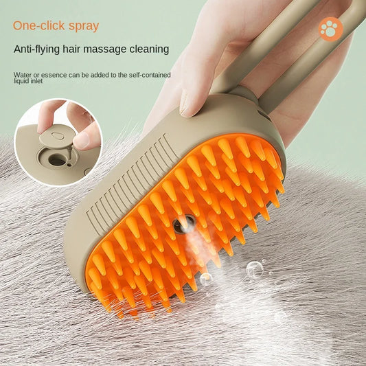 New Pet Spray Comb for Cats and Dogs Pet Electric Spray Hair Removal Comb One Key Spray Anti-Flying Massage Brush, Clean Massage